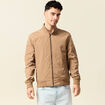Blouson zipp&eacute; col montant taupe homme