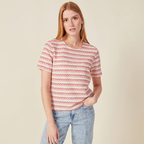 T-shirt manches courtes rouge foncé femme