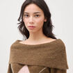 Pull droit manches longues bardot marron femme