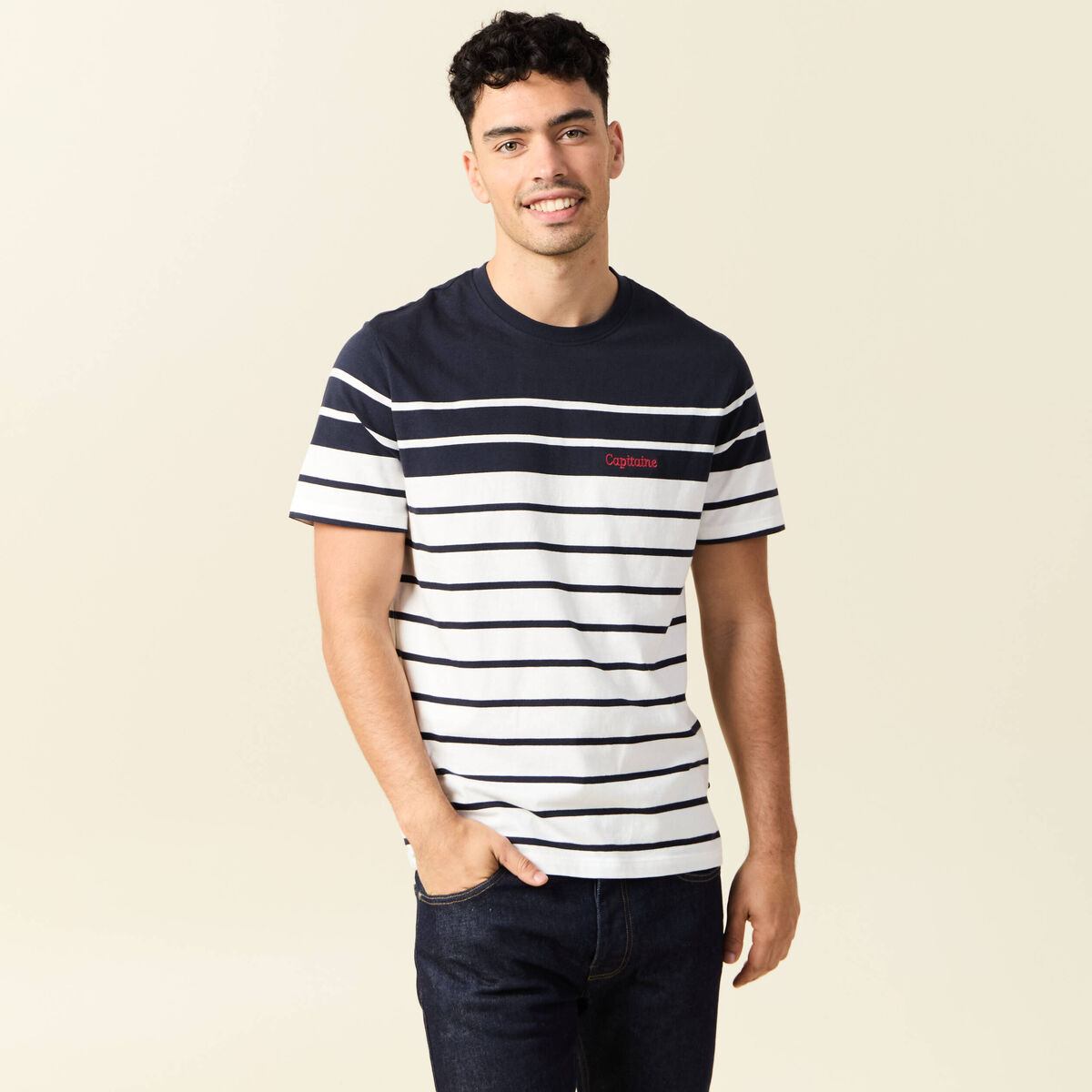T-shirt manches courtes ecru homme