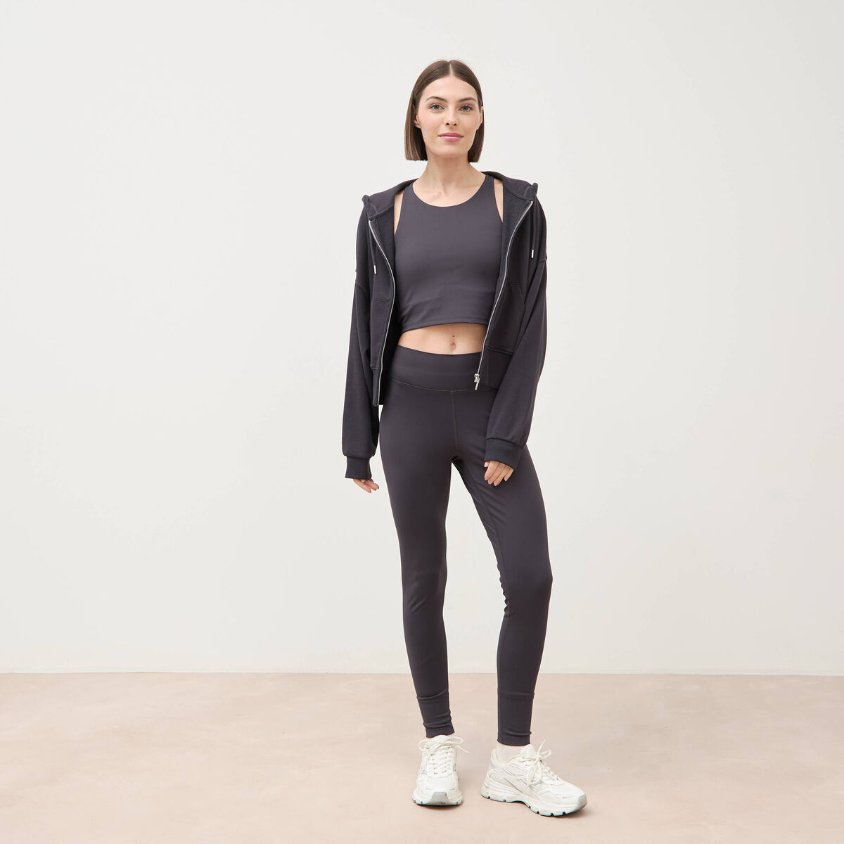 Leggings gris fonc&eacute; femme