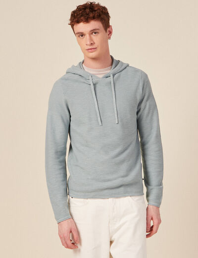 Pull à capuche bleu gris homme