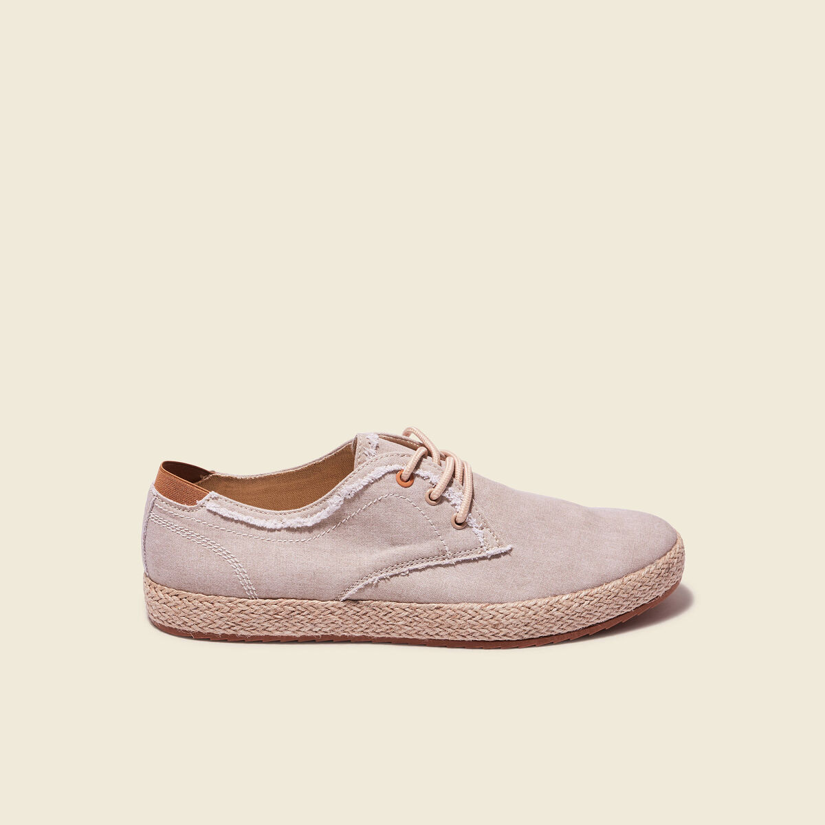 Espadrilles &agrave; lacets sable homme