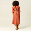 Robe midi évasée ceinturée marron cognac femme
