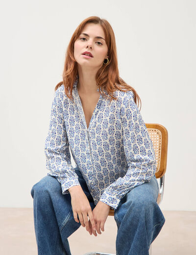 Blouse manches longues blanc femme