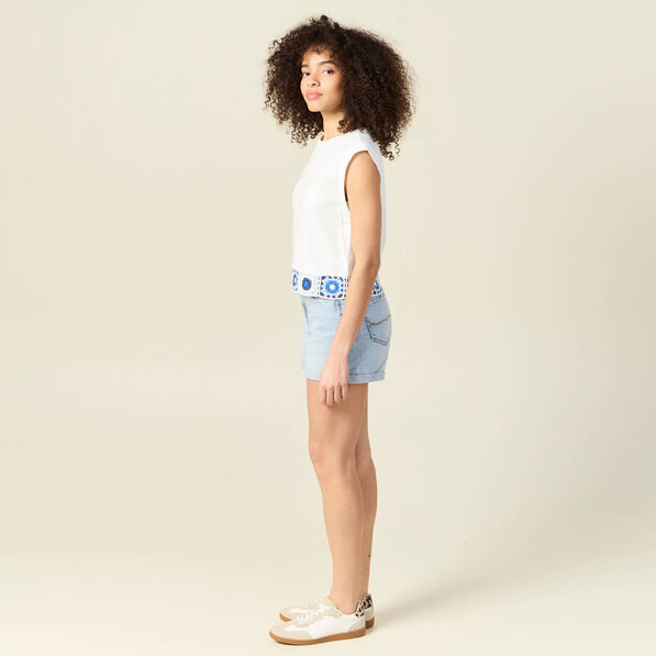 T-shirt sans manches blanc femme