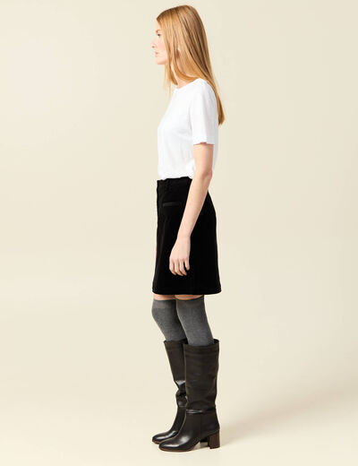 Jupe droite velours noir femme