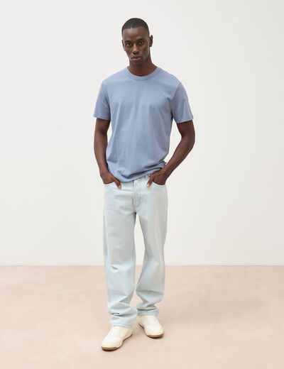 T-shirt en coton manches courtes bleu gris homme