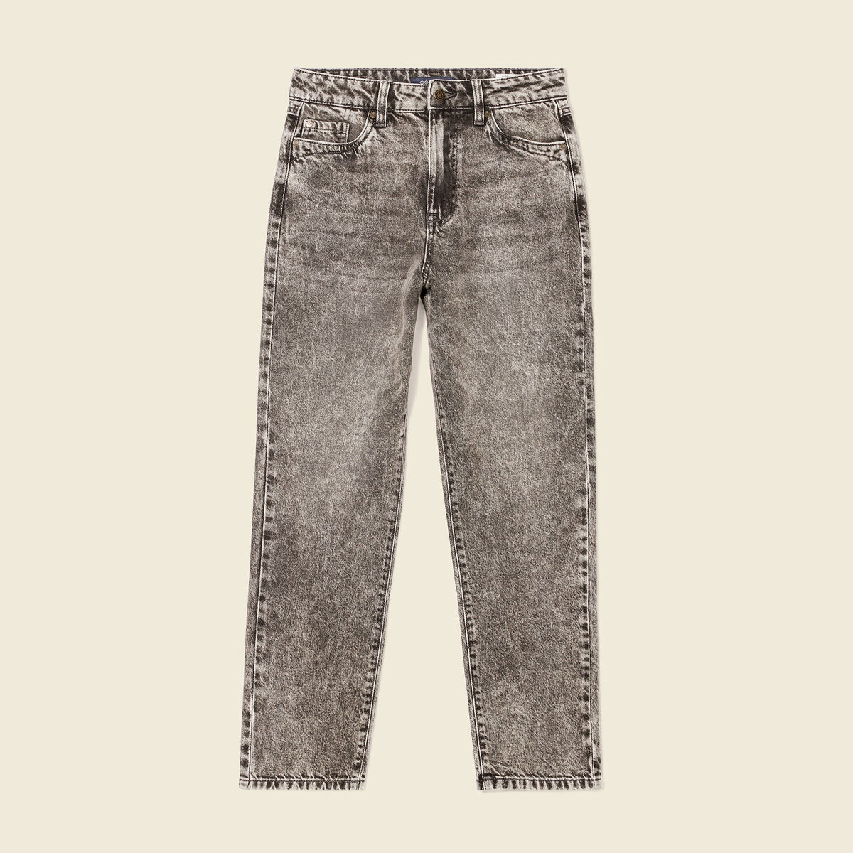 Jeans straight 5 poches denim snow gris femme