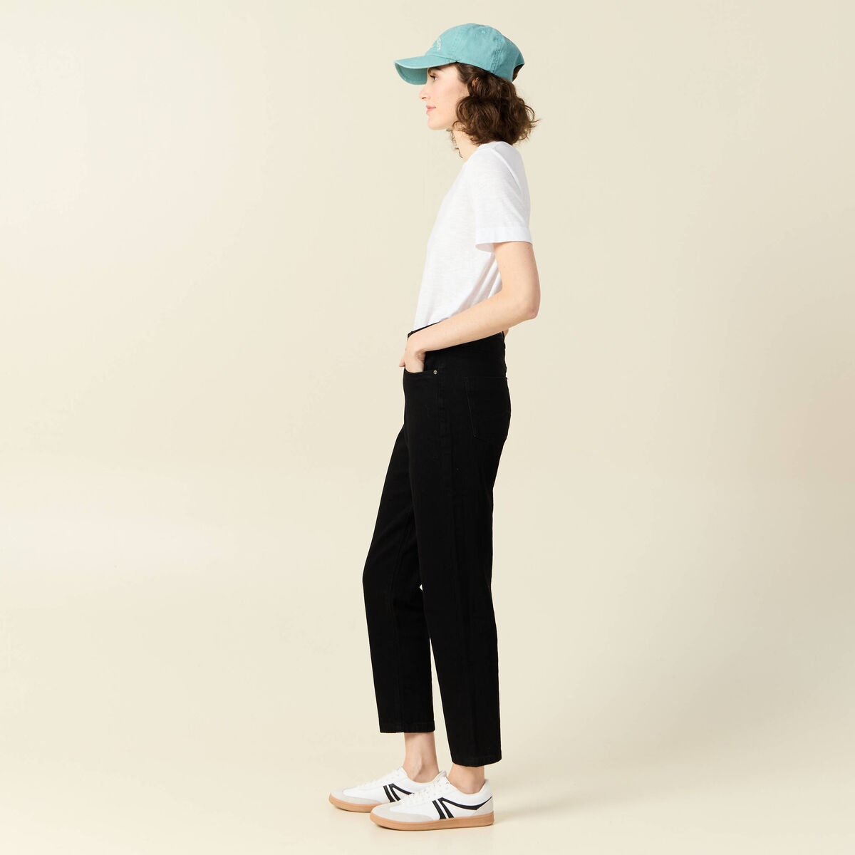 Jeans mom 7/8ème denim noir femme