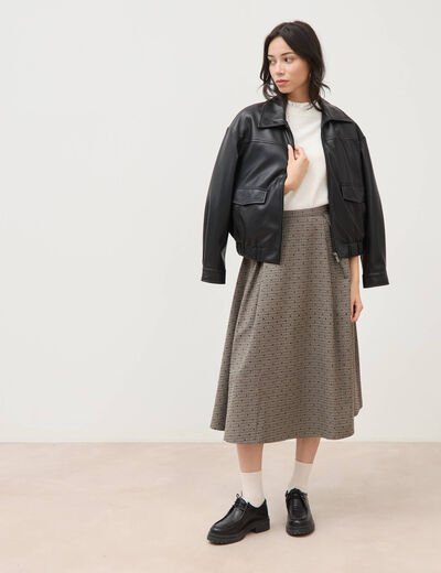 Jupe taille haute gris femme