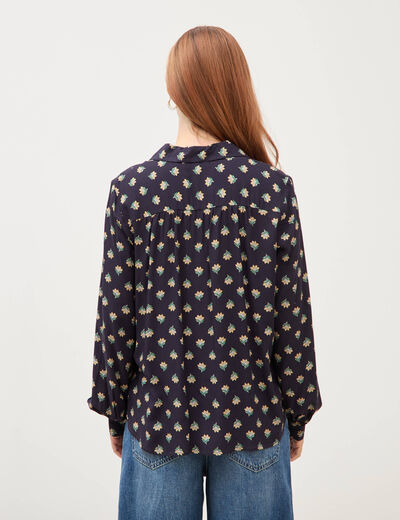 Blouse manches longues bleu marine femme