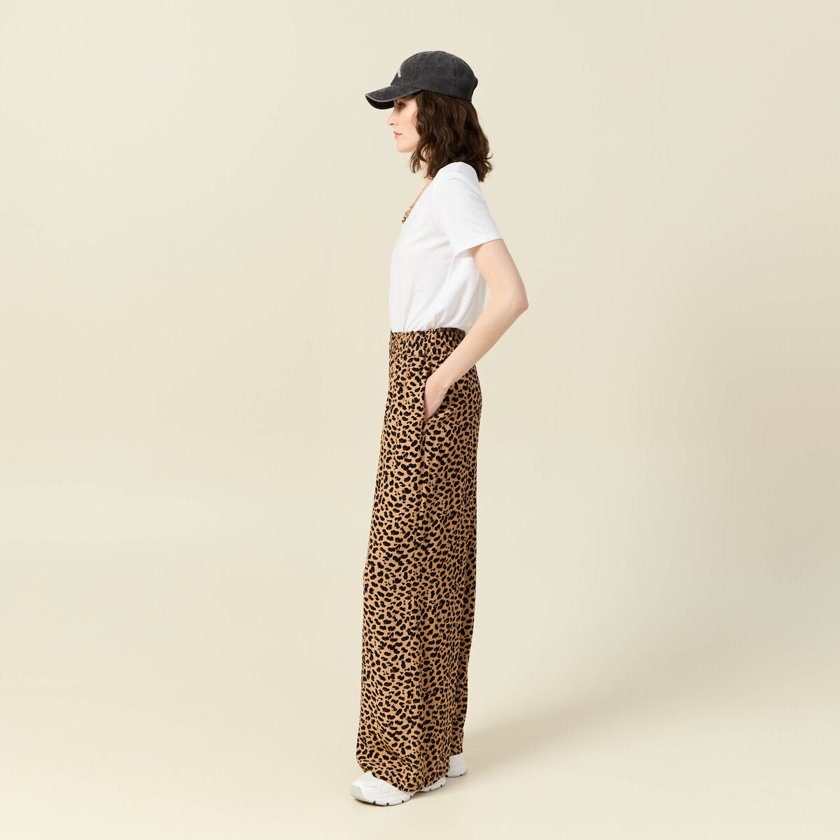 Pantalon large fuide camel femme
