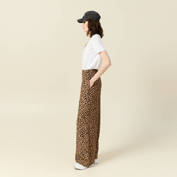 Pantalon large fuide camel femme