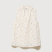 Chemise droite sans manches col montant bleu femme