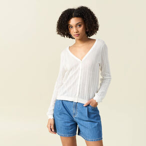 gilet dos devant ajoure ecru femme Gilet dos devant ajouré ecru femme