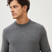 Pull droit col rond manches longues gris fonc&eacute; homme