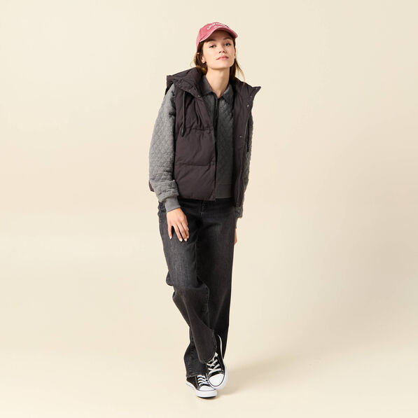 doudoune sans manches capuche gris fonce femme Doudoune sans manches capuche gris foncé femme