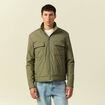 Blouson droit court &agrave; capuche vert kaki homme
