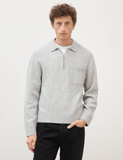 Pull droit manches longues gris homme
