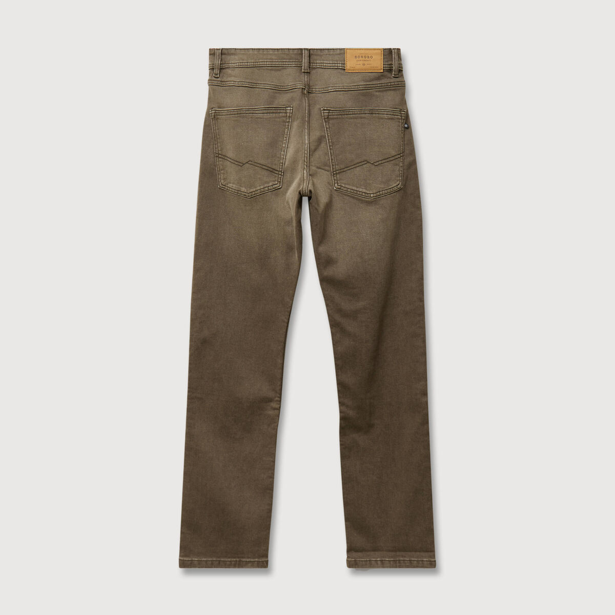 Jeans straight longueur 32 denim marron homme