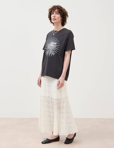 T-shirt oversize en coton noir femme