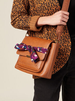 Sac besace avec foulards marron femme