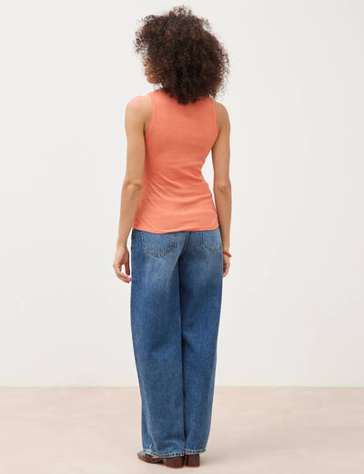 D&eacute;bardeur cintr&eacute; d&eacute;collet&eacute; sans manches rose corail femme