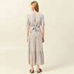 Robe longue évasée col en V blanc femme
