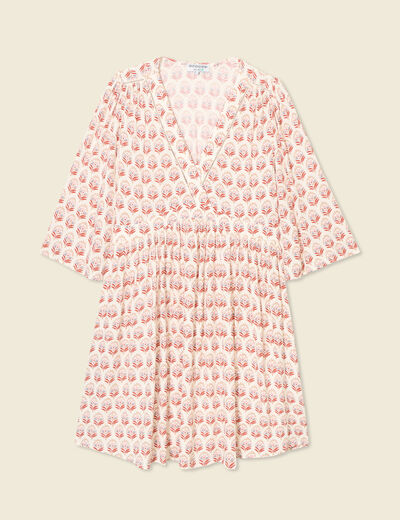 Robe évasée manches 3/4 ivoire femme