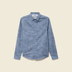 Chemise cintr&eacute;e en coton manches longues bleu homme