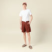 Bermuda droite &agrave; coulisse marron cognac homme