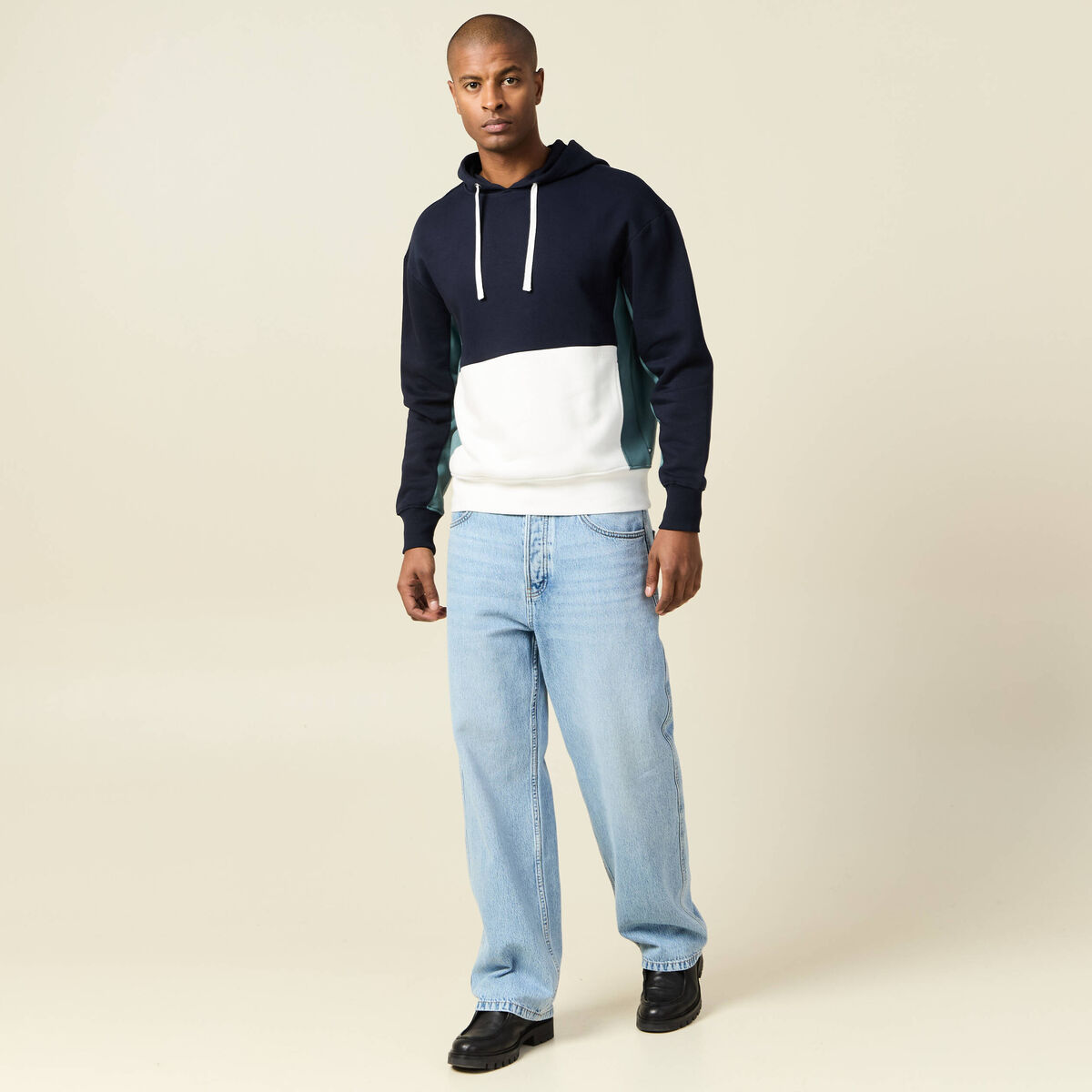 Sweat à capuche bleu marine homme
