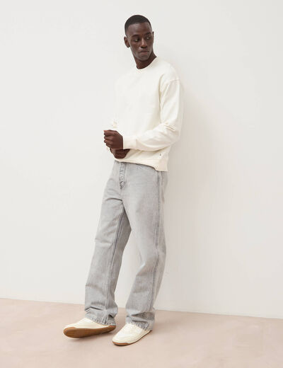 Jeans loose longueur 34 en coton denim gris clair homme