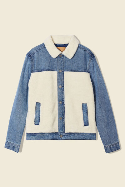 Blouson droit en jean denim stone homme