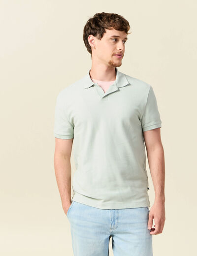 Polo cintré manches courtes en coton vert clair homme