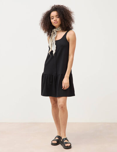 Robe sans manches en maille col carr&eacute; noir femme