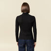 T-shirt cintr&eacute; manches longues col roul&eacute; noir femme