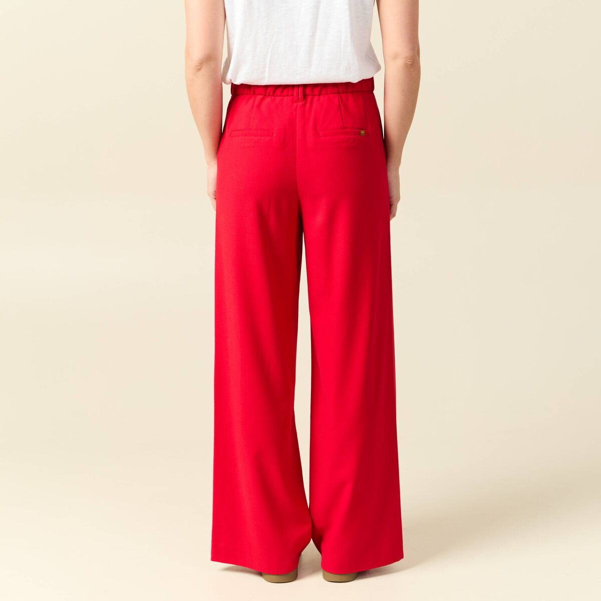 Pantalon loose taille standard fluide rouge femme