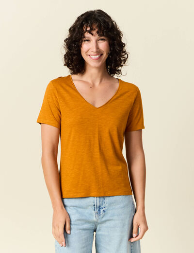 T-shirt manches courtes orange foncé femme