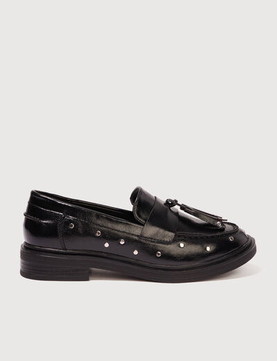 Mocassins avec d&eacute;tails clout&eacute;s noir femme
