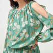 Robe manches longues col rond vert &eacute;meraude femme