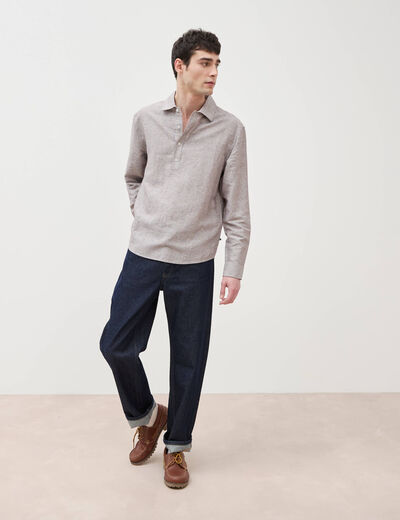 Col vareuse boyfriend manches longues marron fonc&eacute; homme