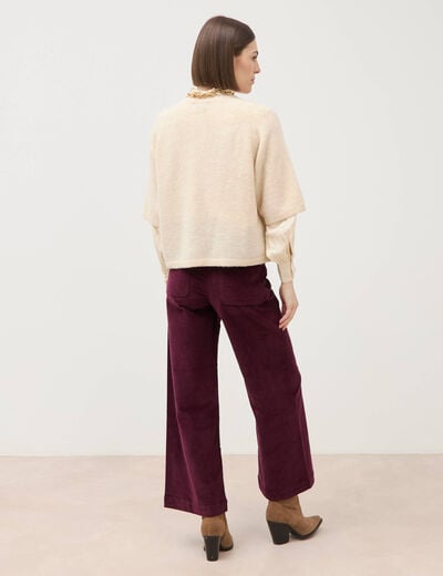 Pull droit col rond manches courtes ivoire femme