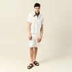 Chemise manches courtes brodée ecru homme