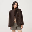 Veste oversize courte col tailleur marron fonc&eacute; femme