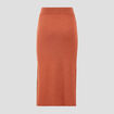 Jupe longue ajust&eacute;e en tricot orange fonc&eacute; femme