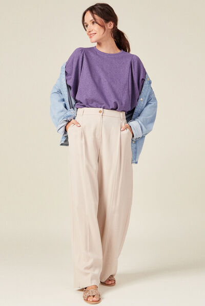 T-shirt manches courtes violet foncé femme
