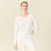 Gilet manches longues ajouré ecru femme