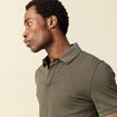Polo cintr&eacute; manches courtes col polo vert fonc&eacute; homme